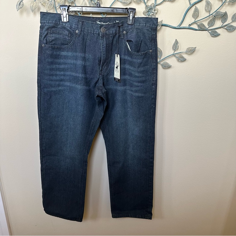 Beverly Hills polo club dark wash jeans size 36/30 relaxed straight fit NWT